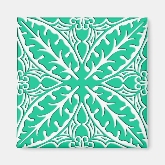 Íman Azulejos marroquinos - turquesa e branco (Frente)