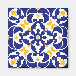 Íman Azulejos mediterrânicos Padrão Azul e Amarelo