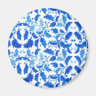 Íman Azulejos portugueses Flores e folhas azuis