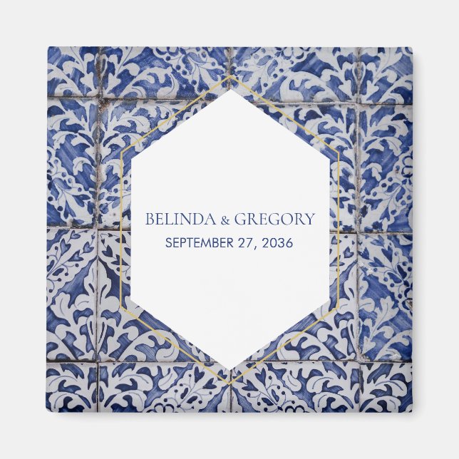 Íman Azulejos Russos Portugueses Favor de Casamento (Frente)