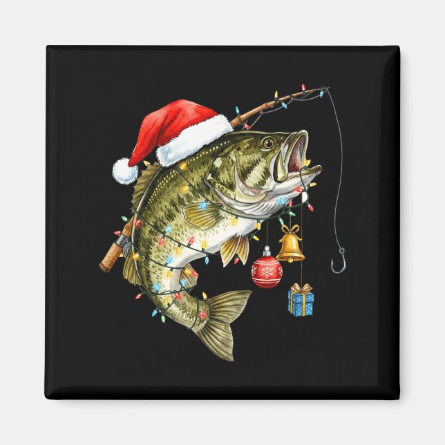 Íman B Fish Festive Lights Christmas Funny Fishing Long (Frente)