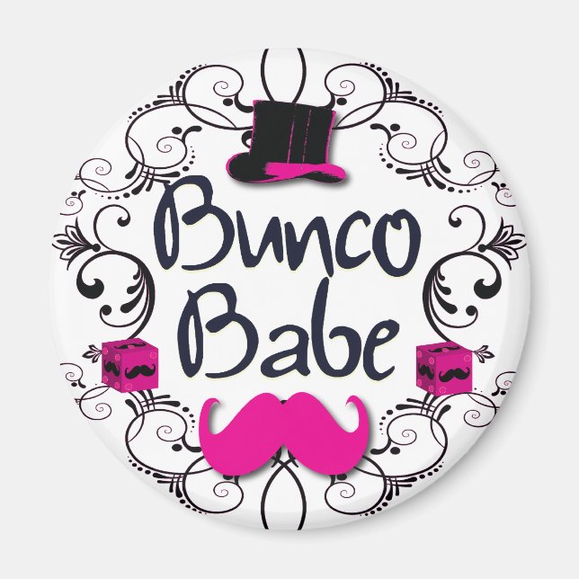 Íman Babe Bunco com Chapéu Superior Rosa e bigode Rosa (Frente)