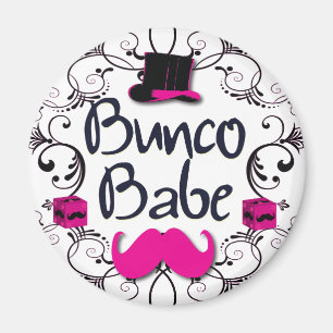 Íman Babe Bunco com Chapéu Superior Rosa e bigode Rosa