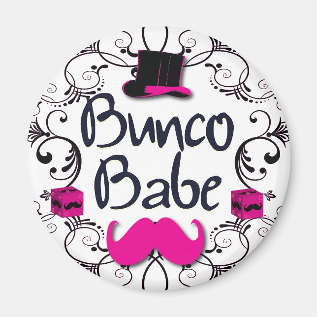Íman Babe Bunco com Chapéu Superior Rosa e bigode Rosa (Frente)