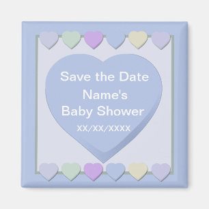 Íman Baby Boy Save the Date Chá Blue Hearts Magnet