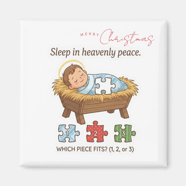Íman Baby Jesus Jigsaw Puzzle Pattern Game Magnet (Frente)