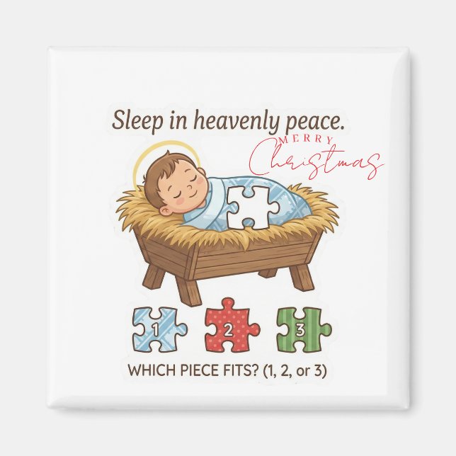 Íman Baby Jesus Jigsaw Puzzle Pattern Game Magnet (Frente)