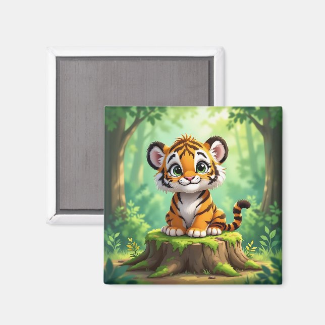 Íman Baby Tiger | Cute Cartoon Kid's Nursery Art (Front/Back)