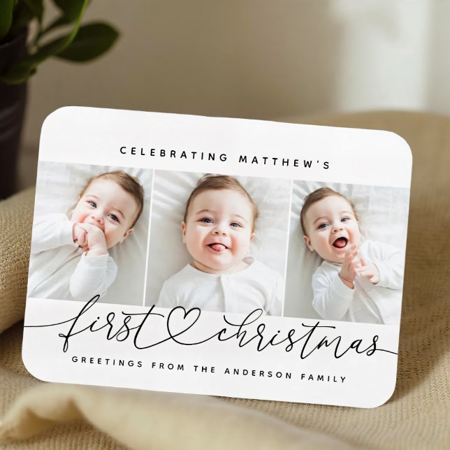 Íman Baby's First Christmas Modern Simple 3 Photo (Criador carregado)