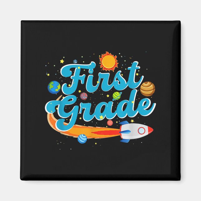 Íman Back to school outer space teacher first grade (Frente)