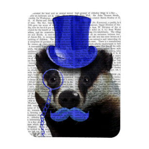 Íman Badger com Chapéu Azul e bigode