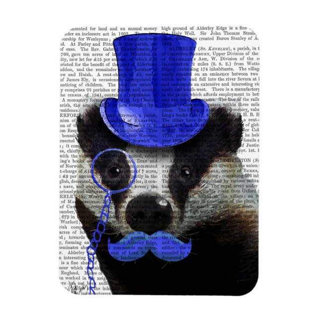 Íman Badger com Chapéu Azul e bigode (Vertical)