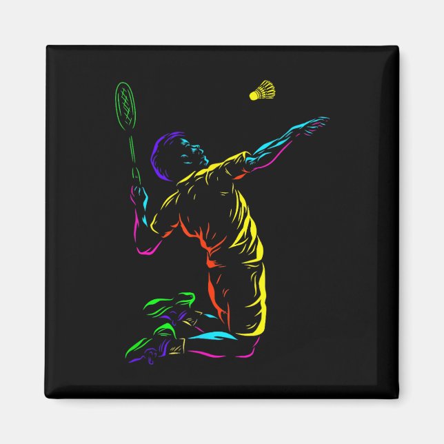Íman Badminton Graphic Badminton Player Shuttle Sports (Frente)