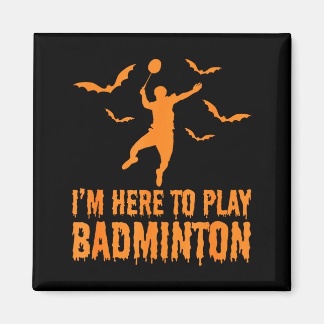 Íman Badminton Halloween Badminton Assustador  (Frente)