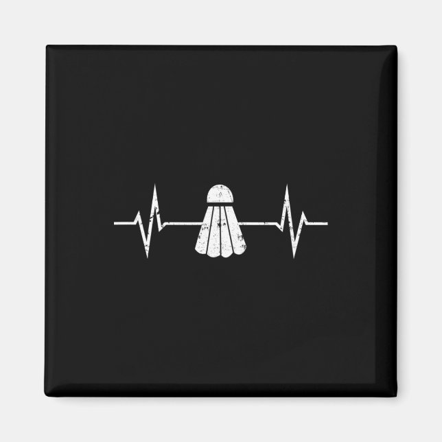 Íman Badminton Heartbeat T Shirt Grunge Gift Player Coa (Frente)