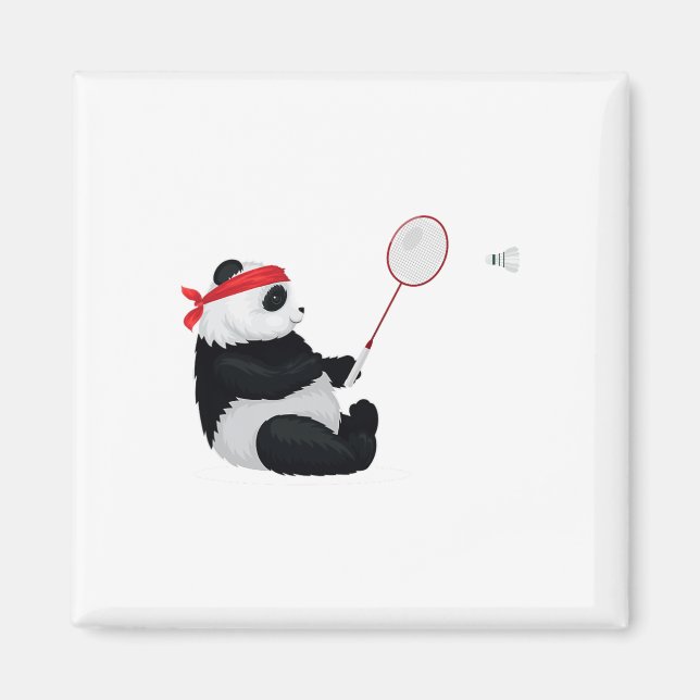 Íman Badminton Panda Engraçada Bela Boca Humor E (Frente)