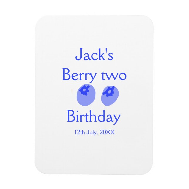 Íman Baga dois aniversário azul baga adicionar nome dat (Vertical)