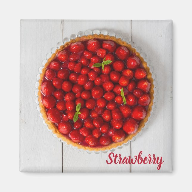 Íman Bagaço de morango com hortelã em madeira branca (Frente)