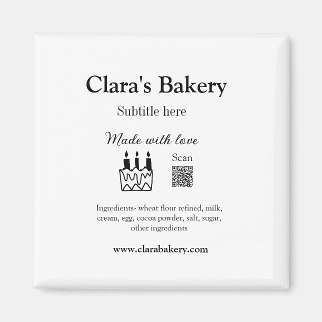 Íman Bagaço de padaria adiciona ingredientes feitos com (Frente)