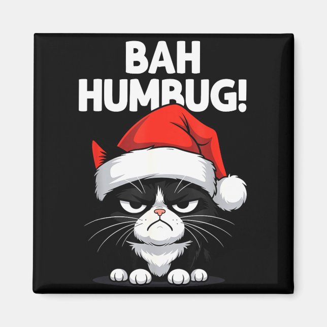 Íman Bah Humbug Funny Bad Cat Christmas Hater Cat Lover (Frente)