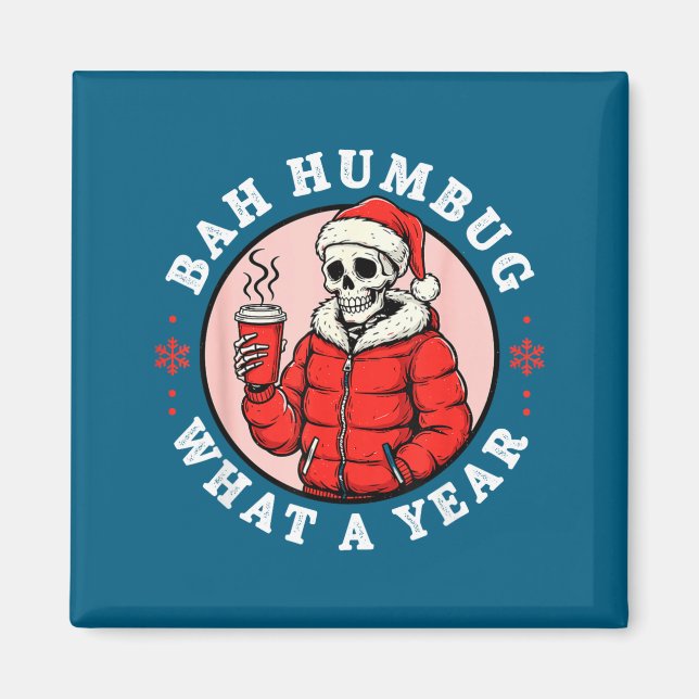 Íman Bah Humbug Skull Hat Santa's Candy Christmas Pajam (Frente)
