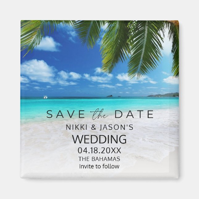 Íman Bahamas Beach Wedding Save the Date (Frente)