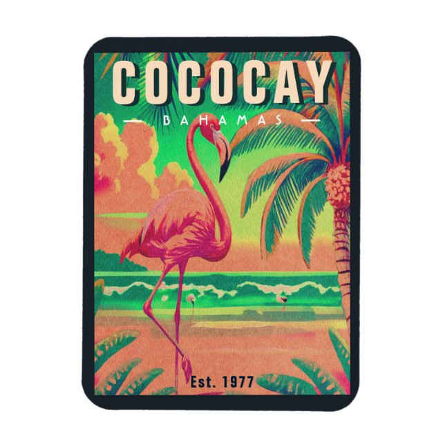 Íman Bahamas CocoCay Retro Flamingo Souvenir 1950 (Vertical)