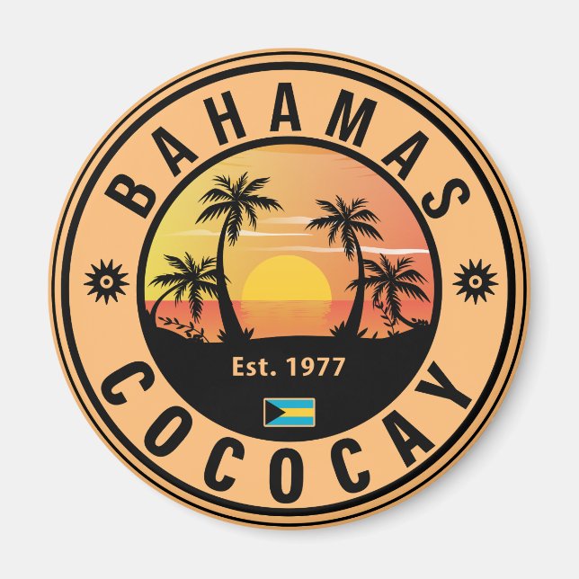 Íman Bahamas de Coco Cay Retro Souvenirs 60s (Frente)
