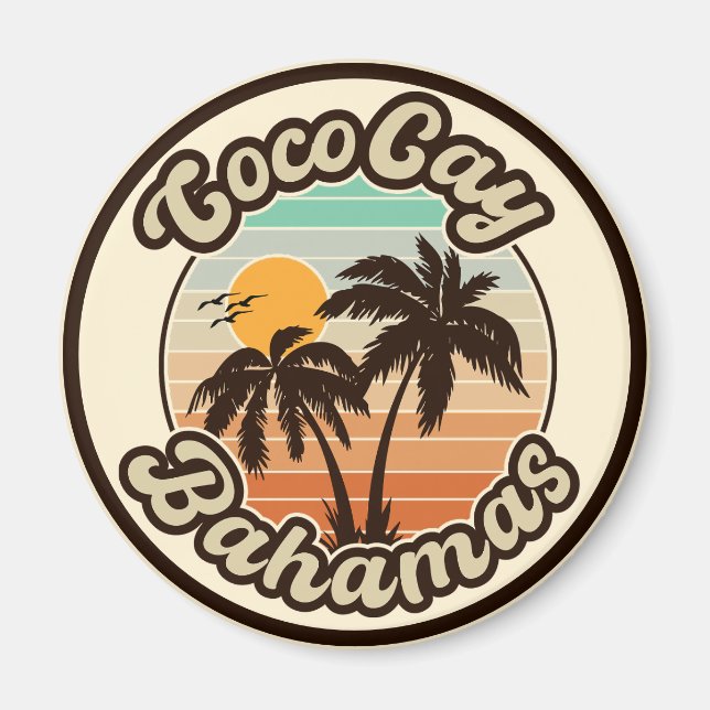 Íman Bahamas de Coco Cay Retro Souvenirs 60s (Frente)