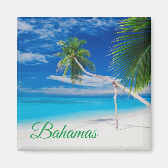 Íman Bahamas Exóticas Tropicais Palmas de Praia (Frente)