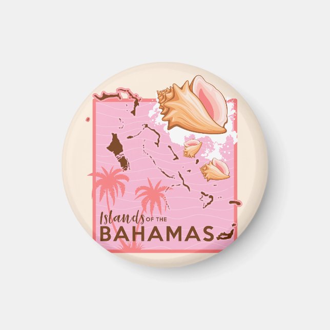 Íman Bahamas Férias de Magnetos Cruise Bahamas Mapa Con (Frente)