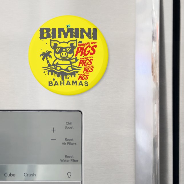 Íman Bahamas Souvenir Gift: Bimini Bahamas Nadando Porc (In Situ (Fridge))