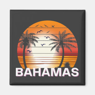 Íman Bahamas Vintage Palm Trees Summer Beach