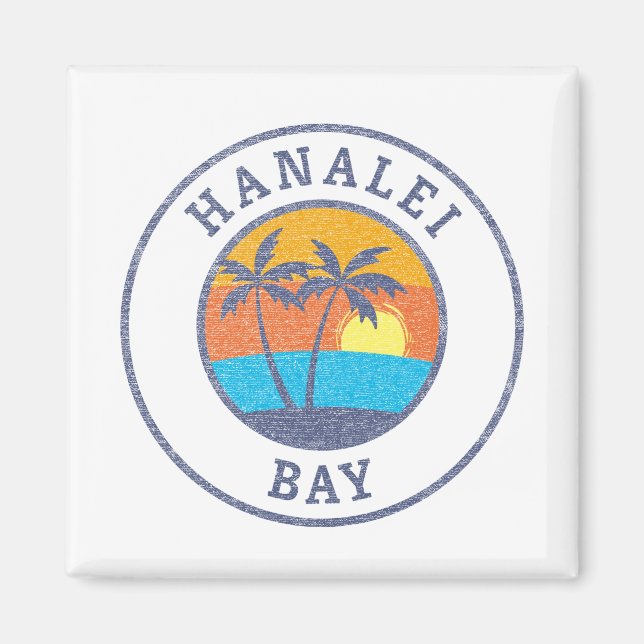 Íman Baía de Hanalei, Kauai Estilo Clássico Desbotado (Frente)