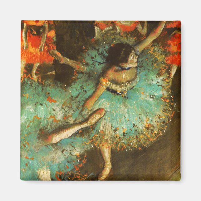 Íman Bailarina Dança Dançarina Verde Degas Pintura (Frente)