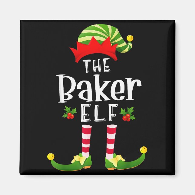 Íman Baker Christmas Elf Matching Pajama X-mas Party  (Frente)