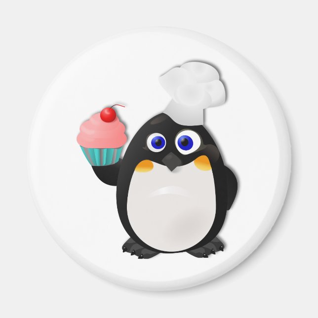 Íman Baker Penguin com Cupcake II (Frente)