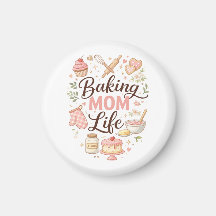 Baking Mom Life Magnet - Cute Pastel Kitchen Fridg