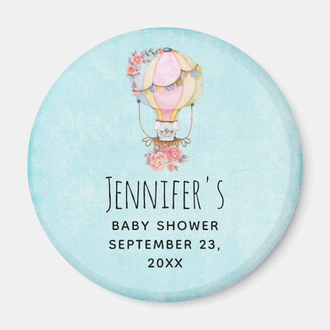 Íman Balão de Ar Quente Fofo Aquarela Salvar a Data (Frente)