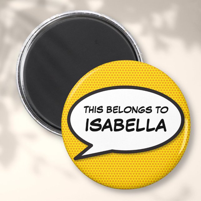 Íman Balão de Fala de Quadrinhos Personalizado Divertid (Personalized Fun Comic Book Speech Bubble Magnet)