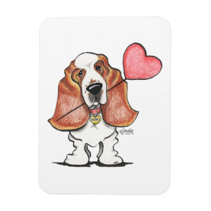 Íman Balão do coração de Basset Hound