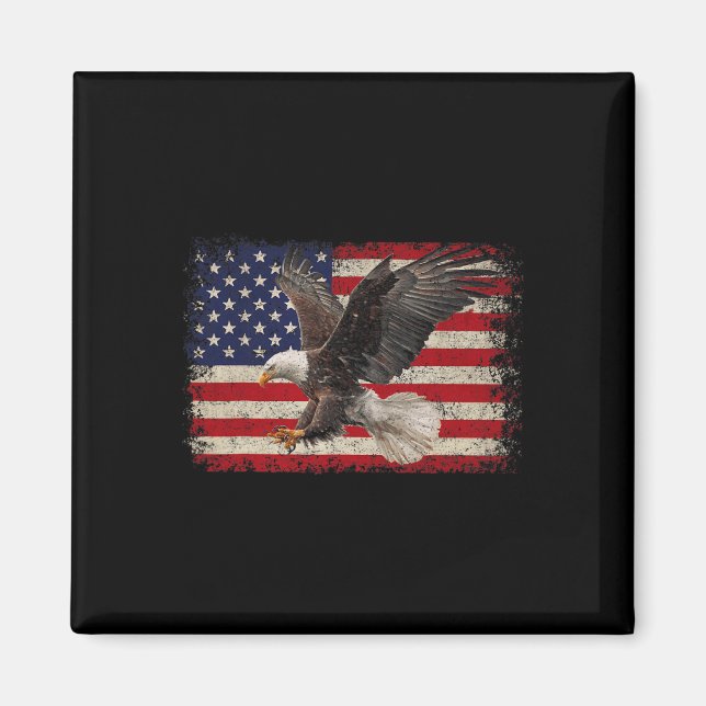 Íman Bald Eagle 4 De Julho Americano Flag Eagle Pat (Frente)