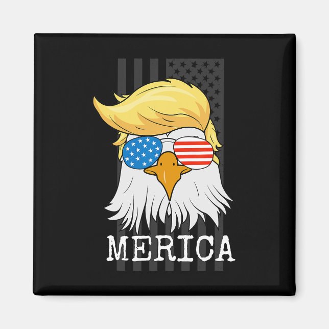 Íman Bald Eagle 4 De Julho Trump American Flag Funny G (Frente)