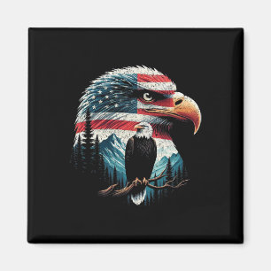 Íman Bald Eagle American Flag Para 4 De Julho De Red Wh