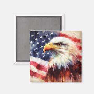 Íman Bald Eagle com bandeira dos Estados Unidos