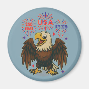 Íman Bald Eagle com Fireworks - EUA 250 Anos 1776-2026
