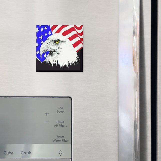 Íman Bald Eagle e a bandeira americana (In Situ (Fridge))