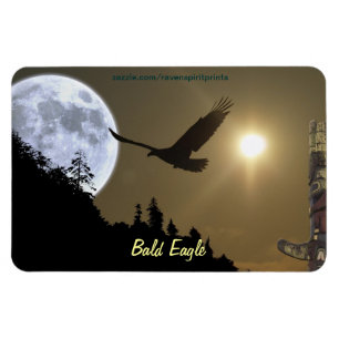 Íman Bald Eagle Totem & Super Moon Wildlife Magnet