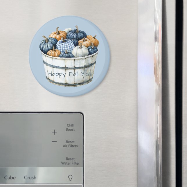 Íman Balde de Abóboras Laranja Xadrez Branco Azul   (In Situ (Fridge))