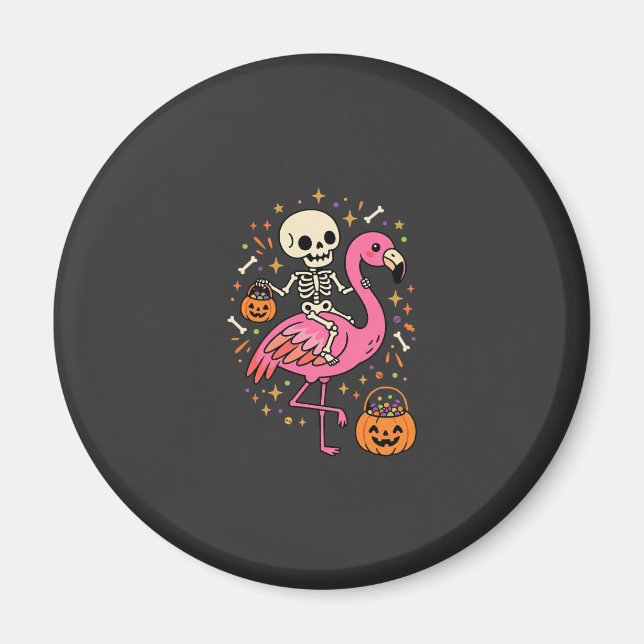 Íman Balde de Doces de Esqueleto de Flamingo de Hallowe (Frente)
